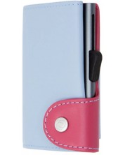 Θήκη καρτών C-Secure - πορτοφόλι και τσαντάκι για νομίσματα, μπλε και ροζ