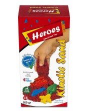 Κινητική άμμος σε κουτί Heroes - Κόκκινο χρώμα,  με 4 φιγούρες