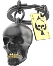  Μπρελόκ Metalmorphose - Black Skull with playing card