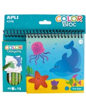 Βιβλίο χρωματισμού Apli - Ωκεανός, 45 σελίδες + 5 κηρομπογιές