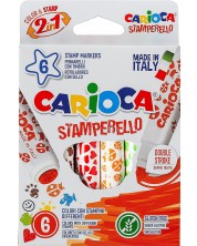 Σετ μαρκαδόροι Carioca Stamperello - 6 χρώματα, με σφραγίδες  -1