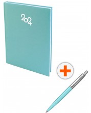 Σετ ημερολόγιο - σημειωματάριο Spree Pastel - Ανοιχτό πράσινο, με στυλό Parker Royal Jotter Originals 80s, μπλε -1
