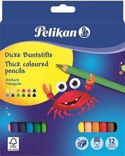 Σετ χρωματιστά τριγωνικά μολύβια Pelikan – Jumbo, 12 χρωμάτων