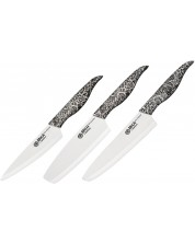 Σετ 3 μαχαιριών Samura - Inca, ασπρόμαυρη λαβή