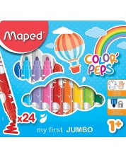 Σετ Jumbo μαρκαδόροι Maped Color Peps - Early Age, 24 χρώματα -1