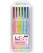 Σετ στυλό Uchida Marvy - Le Pen, 0,5 mm, 6 χρώματα, παστέλ