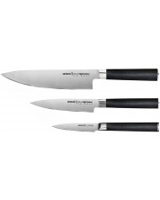 Σετ 3 μαχαιριών σε δώρο συσκευασία Samura - MO-V, μαύρη λαβή