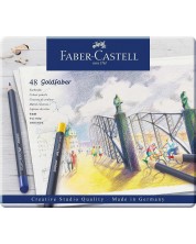 Σετ με χρωματιστά μολύβια  Faber-Castell Goldfaber - 48 χρώματα,μεταλλικό κουτί