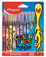 Σετ μαρκαδόροι Maped Color Peps - Monster, 12 χρώματα