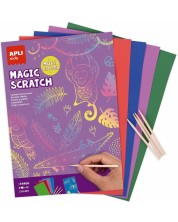 Σετ κάρτες scratch  Apli Kids - 8 χρωματιστές κάρτες και 4 ξύλινα ραβδάκια  -1