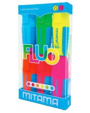 Σετ μίνι μαρκαδόροι κειμένου Mitama - Fluo, 6 χρώματα -1