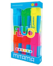 Σετ μίνι μαρκαδόροι κειμένου Mitama - Fluo, 6 χρώματα