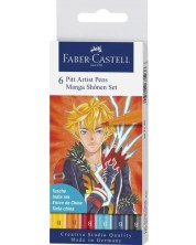 Σετ μαρκαδόρων Faber-Castell Pitt Artist - Manga Shonen,6 χρώματα