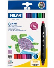 Σετ με μαρκαδόρους με διπλής όψης  Milan - Maxi Bicolour, 16 χρώματα
