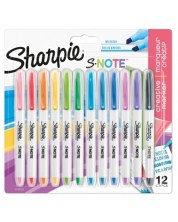 Σετ μόνιμων μαρκαδόρων Sharpie - S-Note, 12 χρώματα