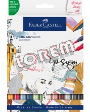 Σετ μαρκαδόρων Faber-Castell Goldfaber Sketch - Lorem Ipsum, 12 χρώματα