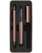 Σετ στυλό και πέννα Faber-Castell Hexo -Χρώμα μπρονζέ