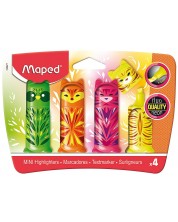 Σετ μαρκαδόρων Maped Fluo'peps - Μίνι φίλοι, 4 χρώματα