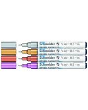 Σετ μεταλλικοί μαρκαδόροι Schneider Paint-It - 010, 0.8 mm, 4 χρώματα -1