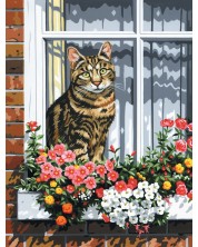 Σετ ζωγραφικής σε καμβά Royal -Γάτα σε παράθυρο, 23x30 cm