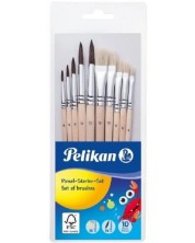 Σετ με στρογγυλά και επίπεδα πινέλα  ζωγραφικής Pelikan Starter - 10 τεμάχια -1