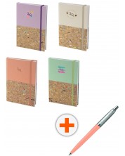 Σετ ημερολόγιο - σημειωματάριο Spree - Pastel Pop, με στυλό Parker Royal Jotter Originals Glam Rock, ροζ -1