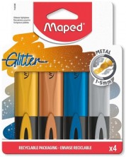 Σετ μαρκαδόροι  Maped - Fluo Glitter Metal, 4 χρώματα -1