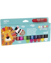 Σετ μπογιές ζωγραφικής  APLI Kids - Στικ Gouache, 12 παστέλ χρώματα -1