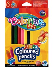 Χρωματιστά μολύβια Jumbo - 6 χρώματα και ξύστρα -1