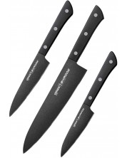 Σετ 3 μαχαίρια Samura - Shadow, μαύρη αντικολλητική επίστρωση