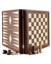 Σετ σκάκι και τάβλι Manopoulos -Χρώμα καρυδιάς, 41 x 41 cm -1