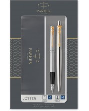 Σετ πένα Parker Jotter Stainless Steel - Με στυλό, επίχρυσο -1