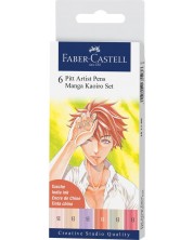 Σετ μαρκαδόρων Faber-Castell Pitt Artist - Manga Kaoiro,6 χρώματα