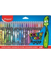 Σετ μαρκαδόροι Maped Color Peps - Monster, 24 χρώματα