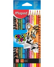 Σετ πολύχρωμα μολύβια Maped Color Peps - Animals, 12 χρώματα
