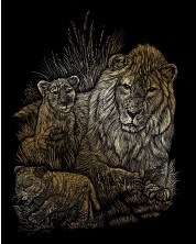 Σετ χαρακτικής  Royal Gold - Λιονταρίνα  και λιονταράκια, 20 x 25 εκ -1