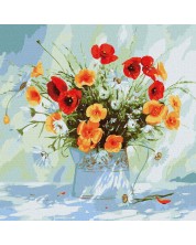 Σετ ζωγραφικής με αριθμούς  Ideyka - Καλοκαιρινά λουλούδια, 40 х 40 cm