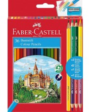 Σετ χρωματιστά μολύβια Faber-Castell Castle - 36 χρωμάτων, με ξύστρα