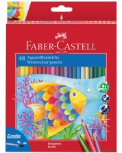 Σετ μολύβια ακουαρέλας Faber-Castell - 48 χρωμάτων, με πινέλο