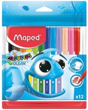Σετ μαρκαδόρων Maped Color Peps - Ocean Life, 12 χρώματα