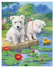 Σετ για σχέδιο με χρωματιστά μολύβια Royal - Puppies, 22 x 30 cm