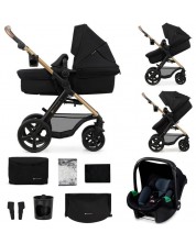 Μικтό καροτσάκι μωρού 3 σε 1 KinderKraft - Moov 2, Pure Black -1