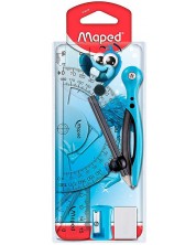 Σετ σχεδίασης Maped Essentials Kids - 8 μέρη, με διαβήτης, μπλε