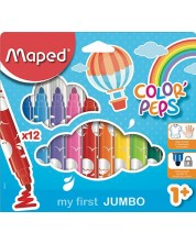 Σετ Jumbo μαρκαδόροι Maped Color Peps - Early Age, 12 χρώματα -1