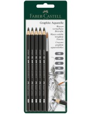 Σετ μολύβια ακουαρέλα Faber-Castell Graphite Aquarelle - Με πινέλο, 5 τεμάχια