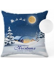 Χριστουγεννιάτικο μαξιλάρι Amek Toys - Merry Christmas, μπλε -1