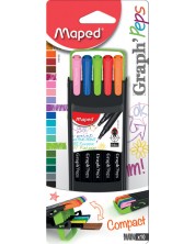Σετ λεπτών μαρκαδόρων Maped - Graph Peps Compact, 0,4 mm, 10 χρώματα -1