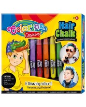 Σετ κηρομπογιές μαλλιών  Colorino Creative - Για αγόρια, 5 χρώματα -1