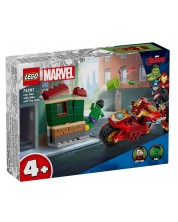 Κατασκευαστής LEGO Marvel - Marvel Iron Man με μοτοσυκλέτα και Hulk(76287)