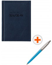 Σετ σημειωματάριο τσέπης Casanova - Μπλε, με στυλό Parker Royal Jotter Originals, μπλε -1